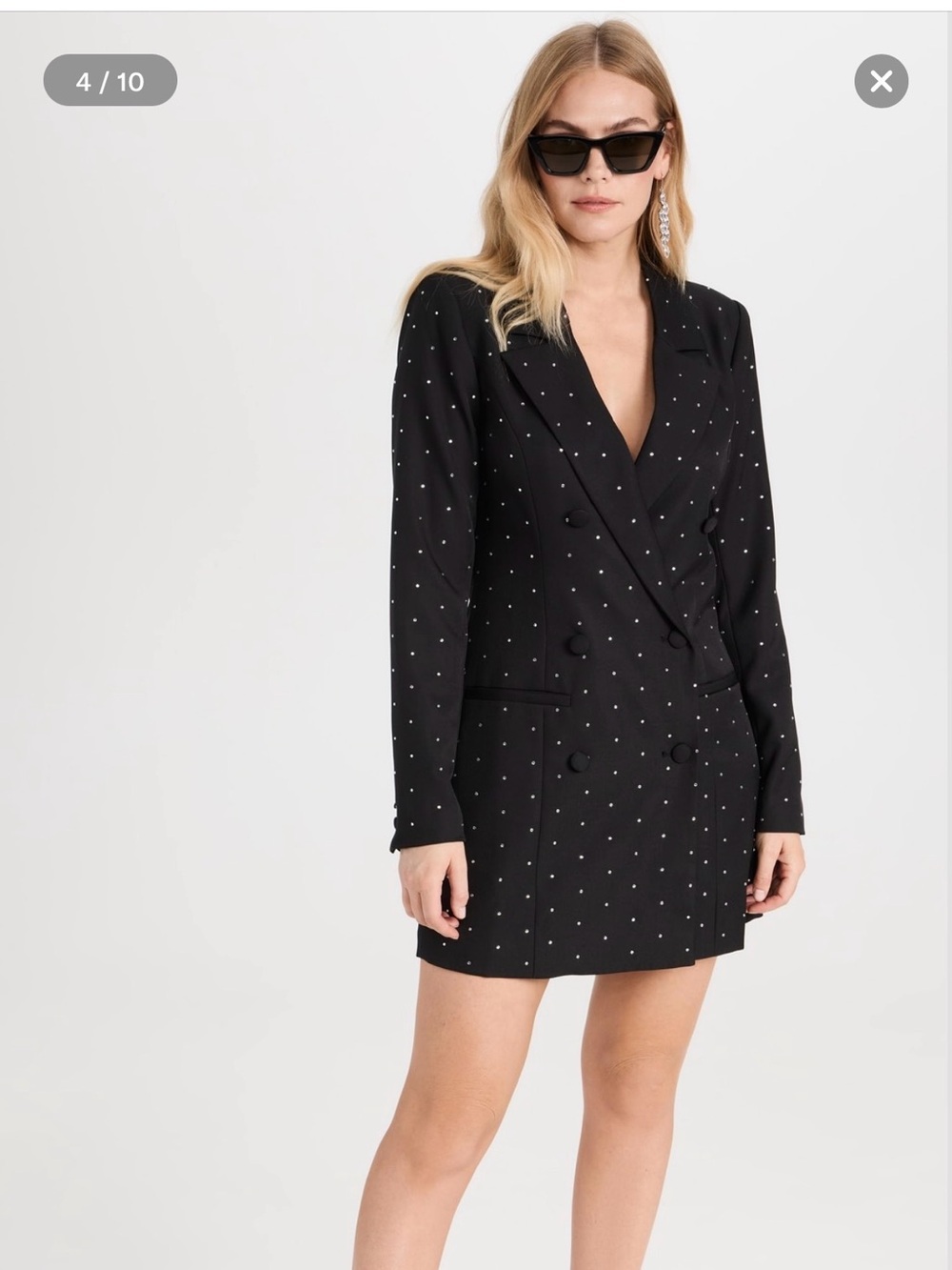 Good American Black Executive Crystal Blazer Dress